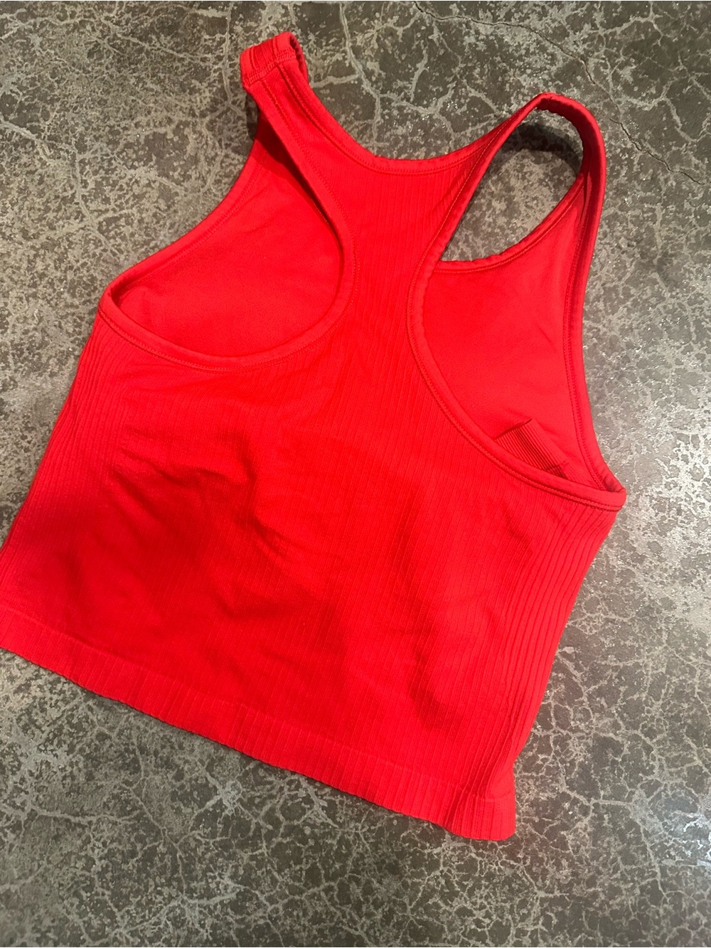 Red Ribbed Racerback Crop Tank Top - Picture 2 of 7